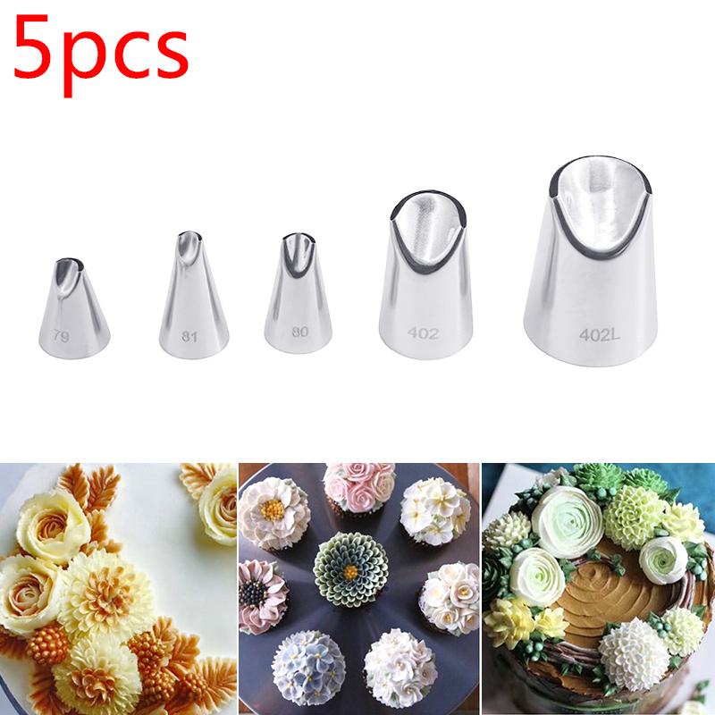 Насадки в виде листьев, насадки для труб из нержавеющей стали, насадки для кондитерских изделий, набор инструментов для украшения тортов из помадки, 5 шт.