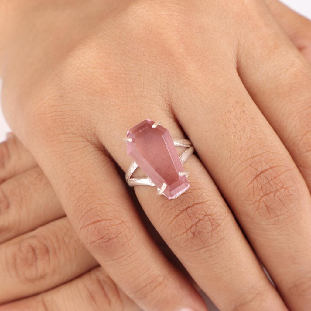 Morganite Gemstone 925 Sterling Silver Jewelry Handcrafted Ring Gift For Friend RR-40-12