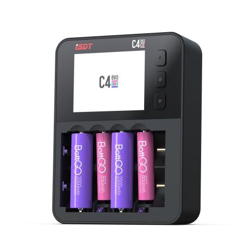ISDT C4 EVO Battery Charger, Smart Battery Fast Charger for Mini 4WD, 1-6S Lipo, AA/AAA, AA/AAA NiMH Batteries, 18650 Batteries, RC Drones, and Quadco