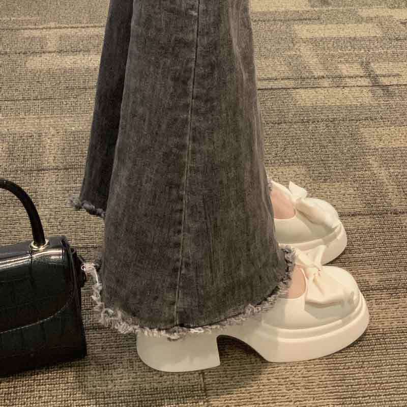 Мэри Джейн маленькие кожаные туфли женские на платформе для увеличения роста весна и лето 2025 новые милые с бантом супермягкие универсальные одинарные туфли