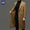 ROMON Men's 100% Wool Double-Faced Extra-Long Overcoat
