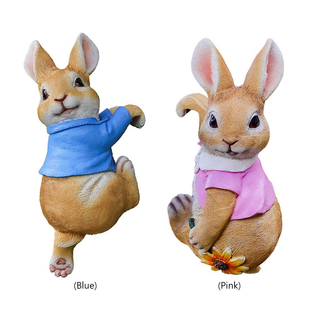 Cute Rabbit Creative Sculpture Garden Supplies Resin Figurine Decoration Craft Handicraft Waterproof for Outdoor Indoor Yard