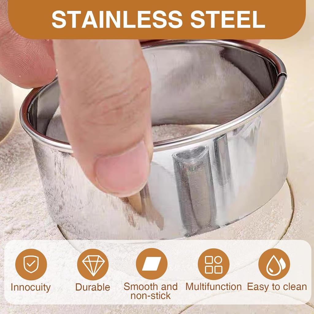 6pcs Round Cookie Biscuit Cutter Set Effortless Round Cookie Shaping Pastry Tool for Kitchen Pastry Donuts Fondant