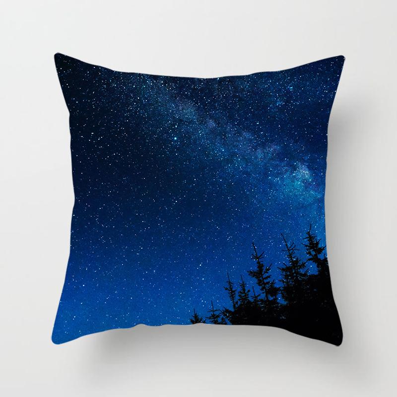 Beautiful Starry Sky Landscape Printing Pillowcase Sofa Decoration Car Office Seat Cushion Cover Room Home Decoration Pillowcase