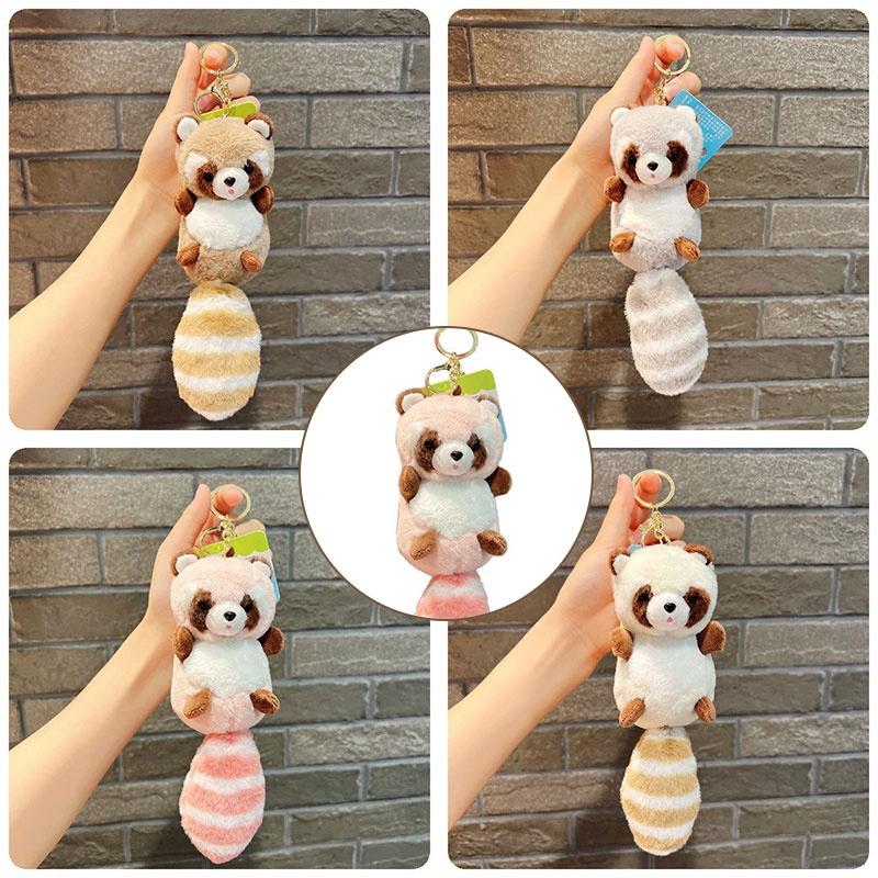 Fluffy Raccoon Plush Keychain Bag Decoration, Doll, 15*6.5cm