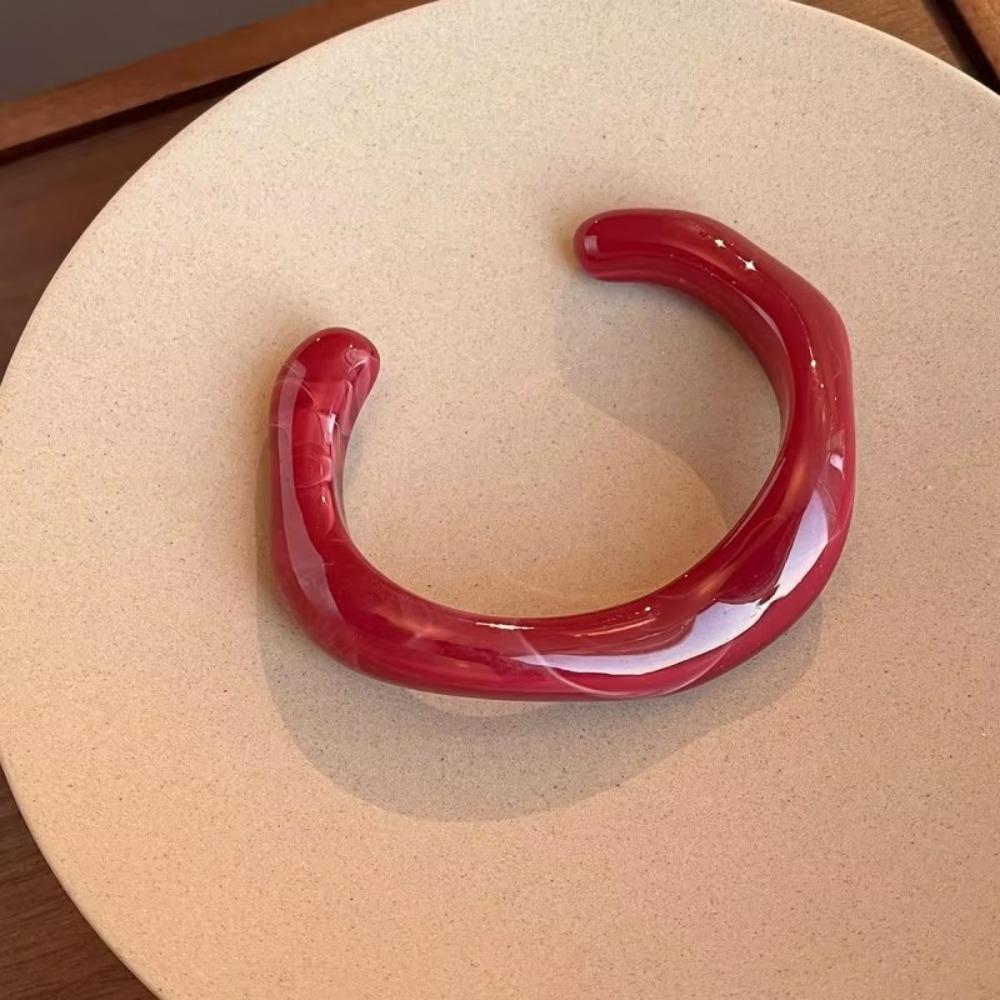 Браслеты с неровными манжетами Акриловый текстурный браслет Простой геометрический открытый браслет Женские украшения