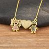 Nidin Hot Sale Family Love Mom Dad Son Daughter Necklace Girl Boy Heart Pendant Cubic Zirconia Couples Jewelry Gift Wholesale