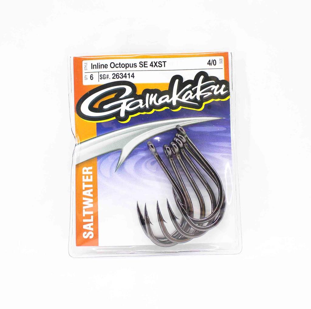 Gamakatsu 263414 Inline Octopus Hook Black Size 4/0 , 6 Per Pack (8464)