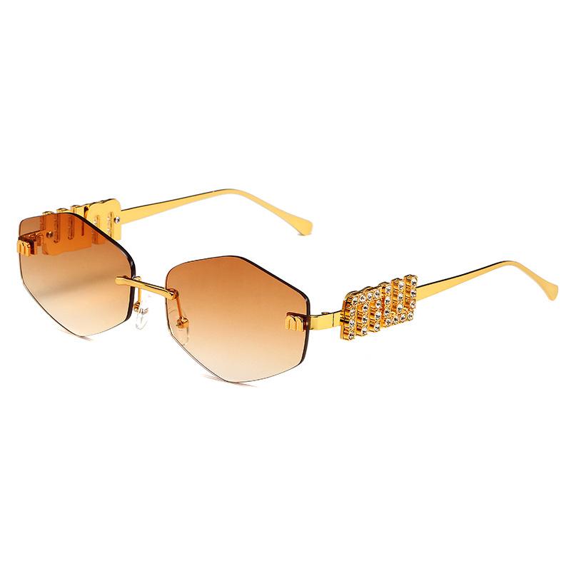 New Trend Metal Frameless Rhombus Fashion Sunglasses European and American Women's Sunglasses Trend Sunglasses