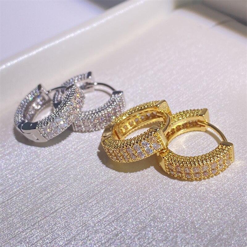 Luxury Cubic Zirconia Gold Color Zircon Hoop Earrings For Women Luxury Circle Crystal Girls Party Zircon