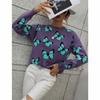 2024 Осень-Зима Европейский И Американский Печатный Бабочка Круглый Вырез Женский Свободный Плюс Размер Вязаный Свитер Пуловер Свитер