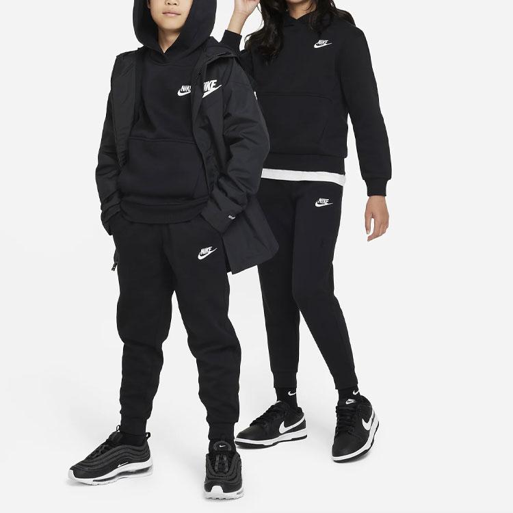 Nike Sportswear Club Fleece Logo Embroidered Elastic Waist Knit Joggers Kids Bottoms Black FD3008-010