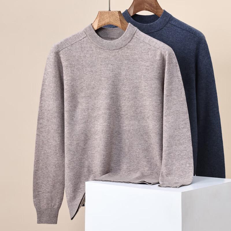 Hengyuanxiang Men's 100% Pure Wool Round Neck Sweater