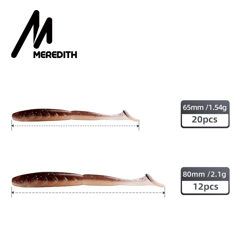 MEREDITH Мягкая приманка Crazy Shiner II 65 мм 80 мм, рыболовная приманка Shad, силиконовые приманки, воблеры с Т-образным хвостом, искусственная приманка для плавания