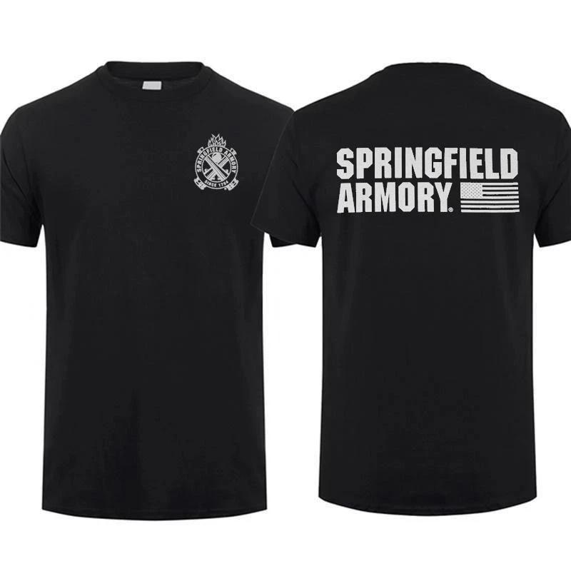 Футболка Springfield Armory Crossed Cannons Смелый Дизайн Логотипа Удобная Черная Футболка