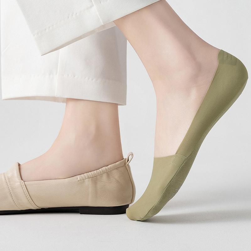 Ice Silk Low Cut Boat Socks for Women Seamless Breathable Silicone Anti Slip Socks Female Invisible Socks