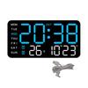 Digital Wall Clock Large Display Auto Dimming Easy-Setup Temperature Calendar Countdown Timer Silent Hanging Clock
