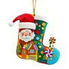 Christmas Socks Santa Claus Red Hanging Ornament Acrylic Decorative Keychain Pendant Xmas Stockings Wall Decoration