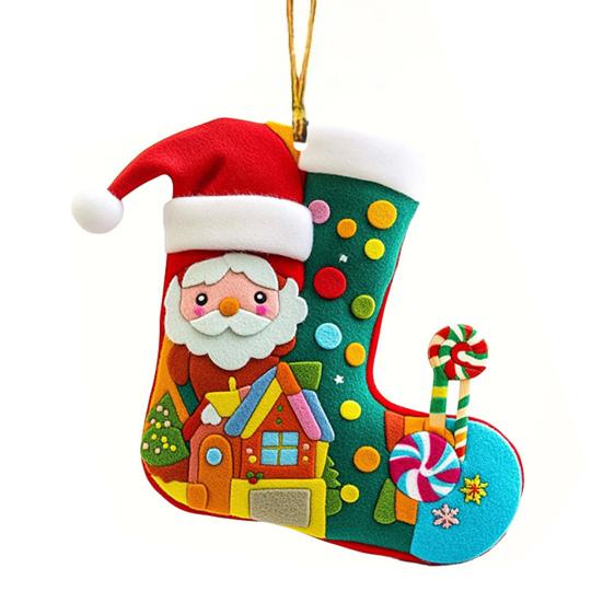 Yousheng Christmas Socks Santa Claus Red Hanging Ornament Acrylic Decorative Keychain Pendant Xmas Stockings Wall Decoration