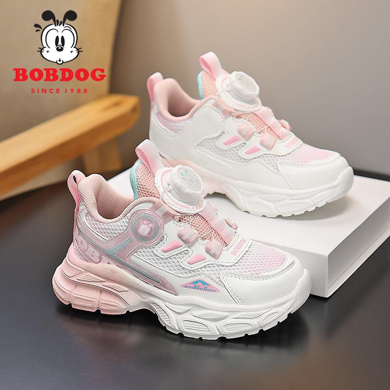 Sneakers Single Mesh Summer Girls Breathable Children Rotating Button Running Shoes