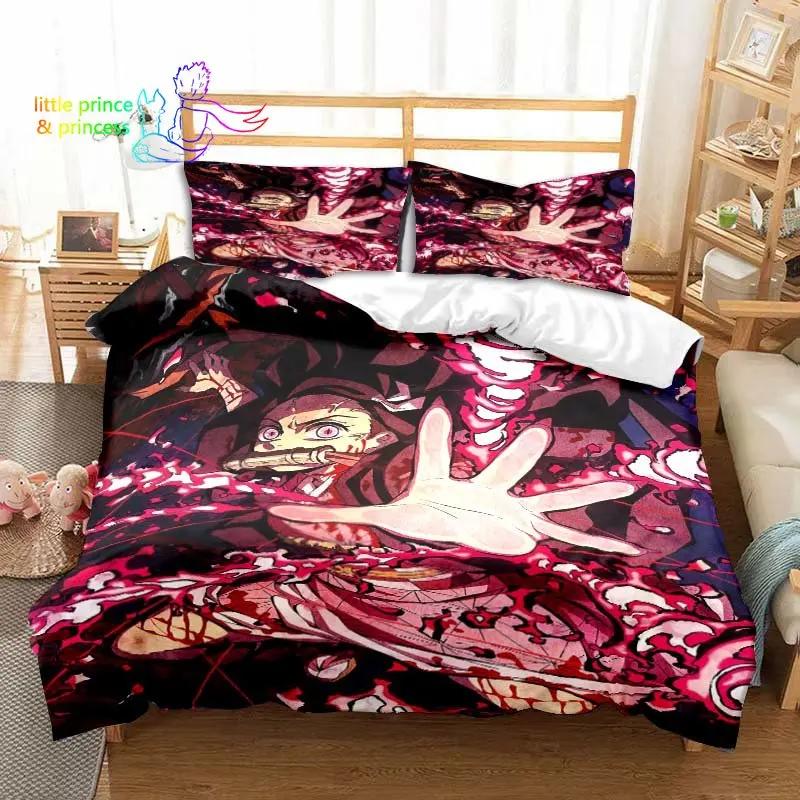 3D K-Kamado N-Nezukos Anime D-Demon S-Slayers Bedding Set Single Twin Full Q-Queens King Size Bed Set Aldult Kid Bedroom 3D Print
