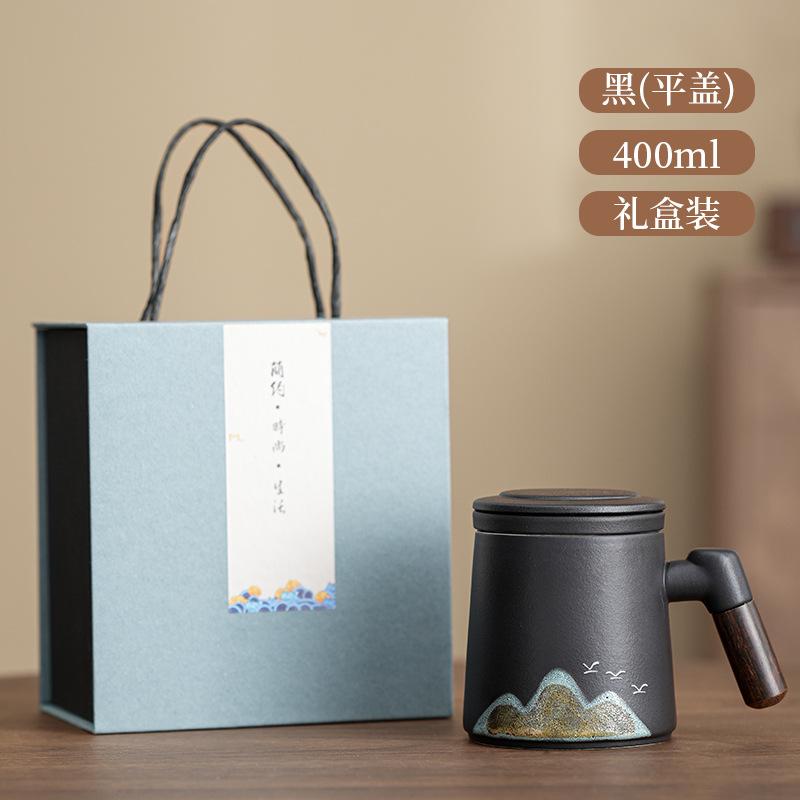 Company business coarse pottery Qingshan flying bird teacup set ceramic office cup annual meeting gift practical souvenir