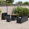 Ensemble de Canapés de Jardin 8 Pièces avec Coussins Noir Poly Rattan Acacia, Canapé de Jardin 2 Places avec Coussins Noir 3362204