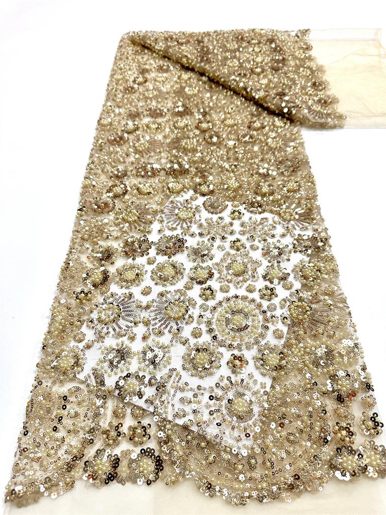 Африканское кружево из тюля 2026 Французская ткань с пайетками Шитье Вышивка с бисером Кружево Тюль Сетка Нигерийское платье 5 ярдов шитье