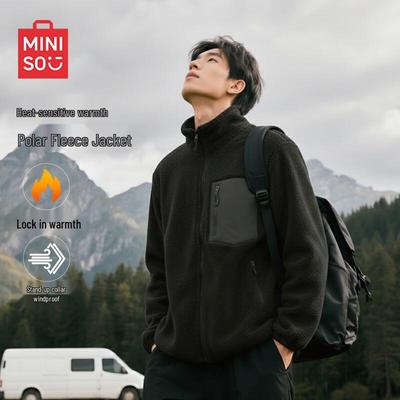 Мужская зимняя куртка MINISO с множеством карманов, на флисовой подкладке, с воротником-стойкой