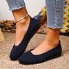 Fashion Round Toe Women Flats Comfortable Knit Ballet Flat Shoes Casual Slip On Shallow Shoes Office Boat Shoes Trend Plus Size Loafers