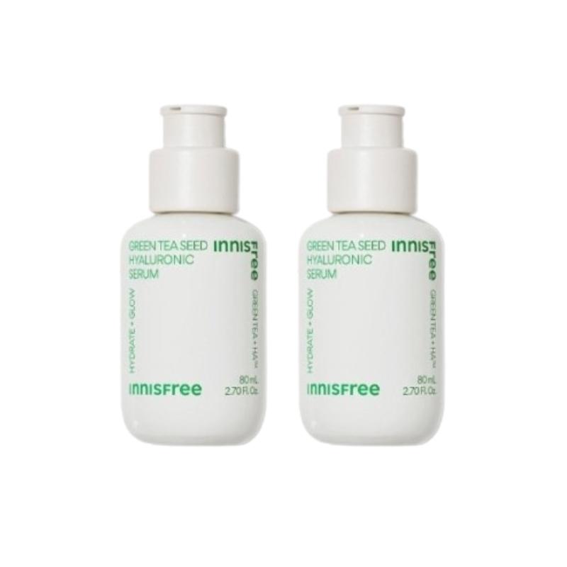 Innisfree Сыворотка с гиалуроновой кислотой и зеленым чаем 80 мл | Увлажняющая и повышающая уровень увлажненности корейская сыворотка для лица большого объема