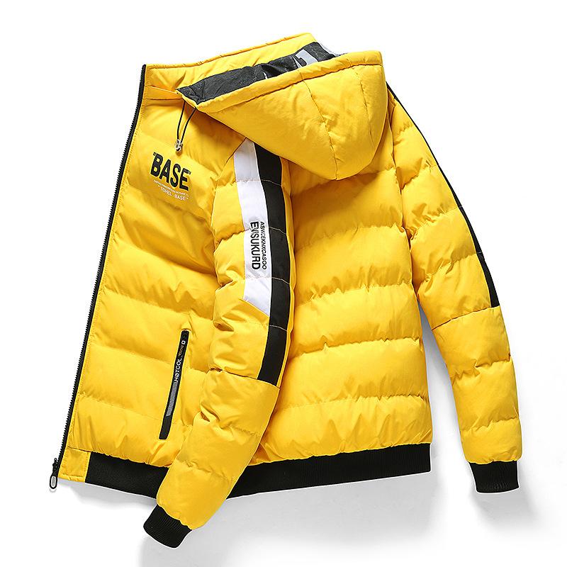 Men Autumn Winter Cotton Jacket Warm Comfortable Padded Thickened Down Jacket Double-Sided Clothes Removable Cap