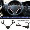 2PCS Steering Wheel Cover And Gear Shift Knob Head Cover Fit For BMW 3 Series E90 E92 E93 Carbon Fiber Look