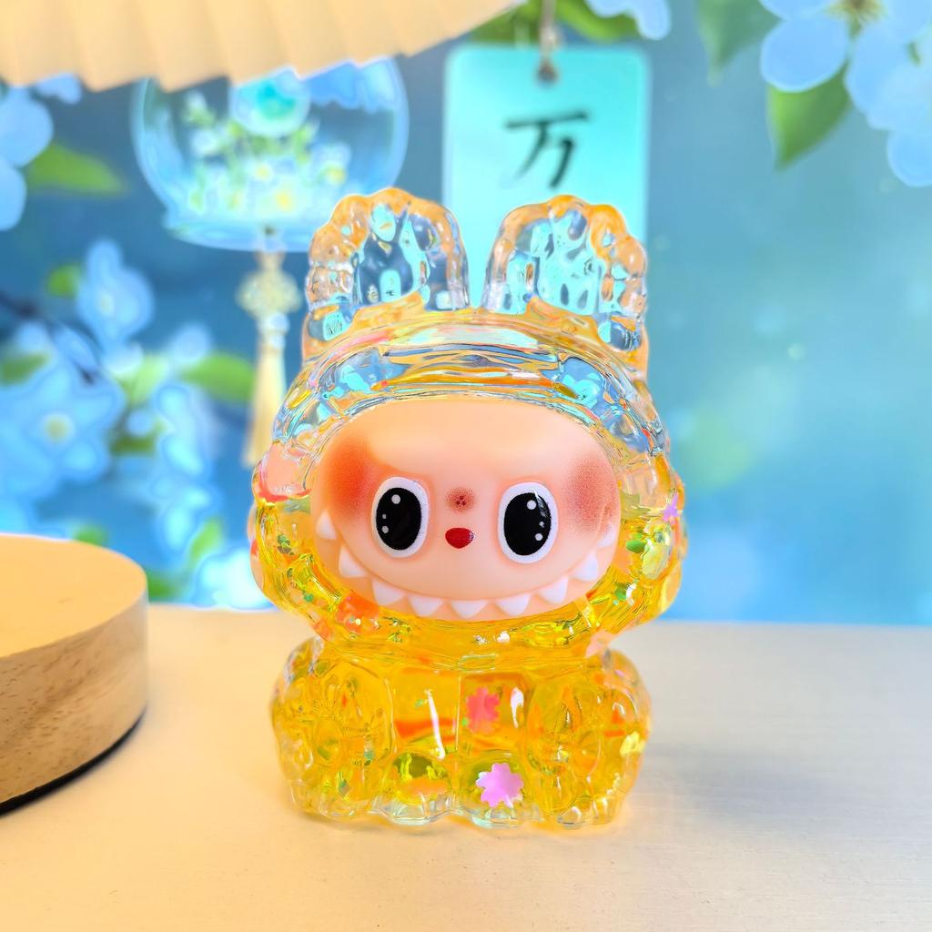 Масляный Лабубу с текучим песком, Креативная фигурка Лабу, Настольное украшение, Декоративная игрушка в подарок