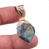 Natural Labradorite 925 Solid Sterling Silver Jewelry TwoTone Pendant 1.50" e1G81