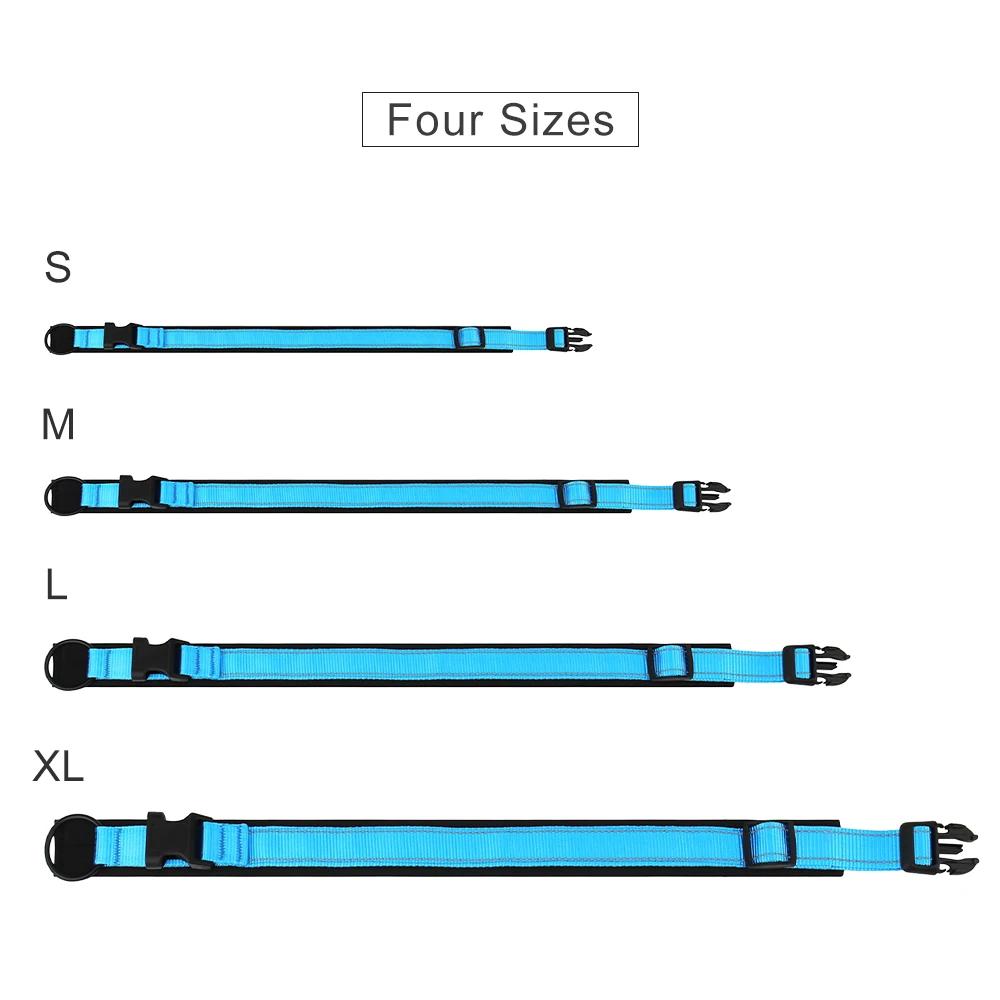 Ошейник для собак из нейлонового светоотражающего материала для дайвинга, регулируемый размер ошейника для домашних животных с подкладкой, мягкий и удобный для прогулок ошейник для собак