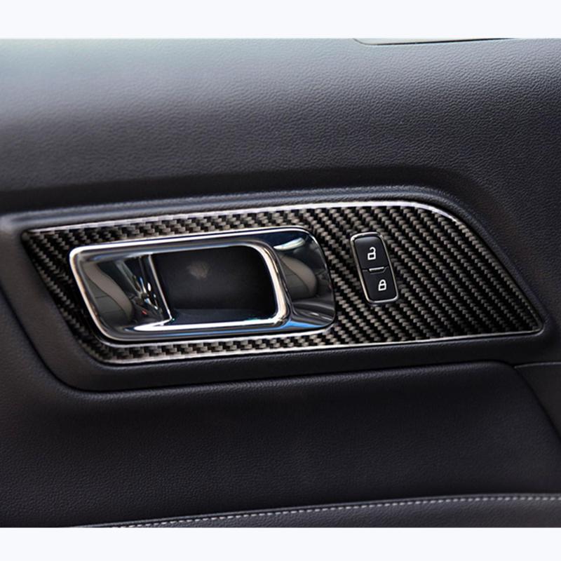Дверные ручки из углеродного волокна, декоративные дверные чаши для Ford Mustang, наклейки для автомобиля, автомобильный стиль 2015 2016 2017