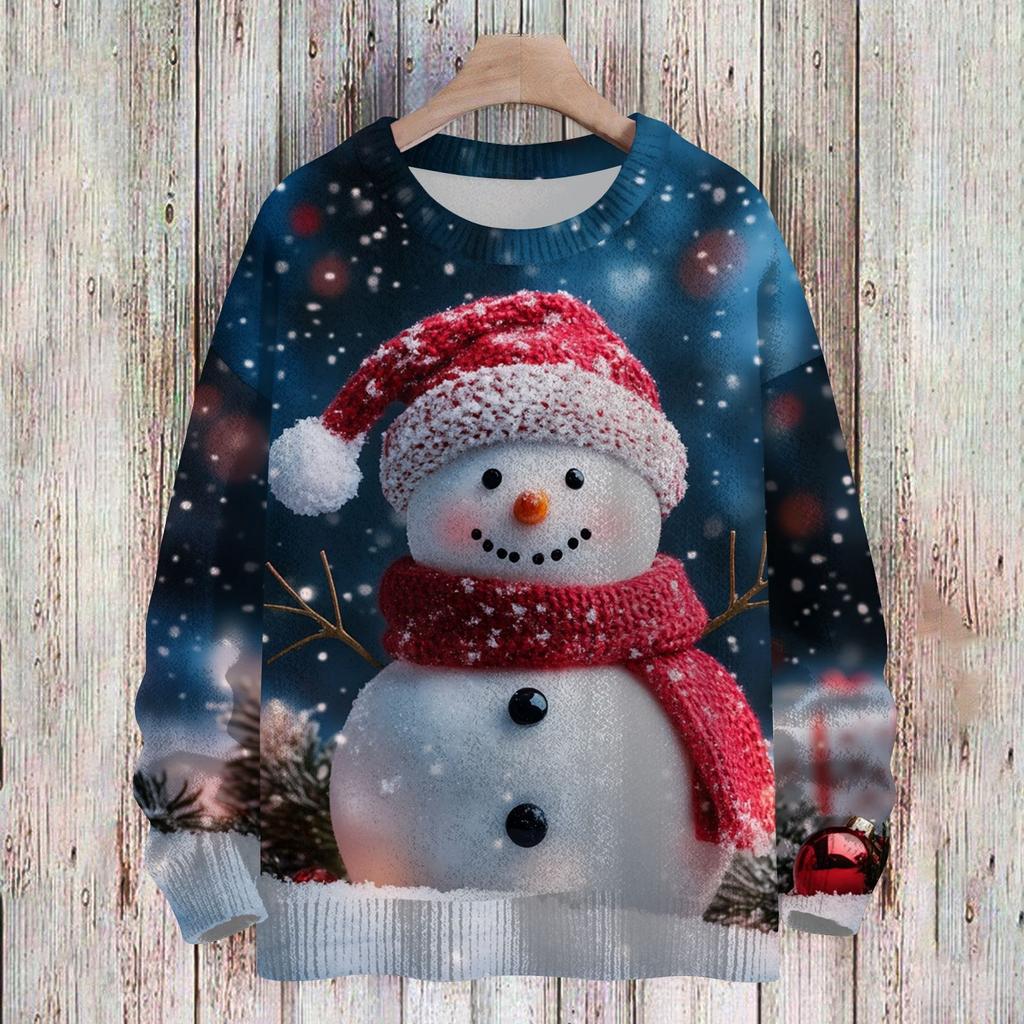 Рождественские толстовки для детей, вязаные свитера для мальчиков и девочек, симпатичные рубашки, осенние свитера с круглым вырезом, топы