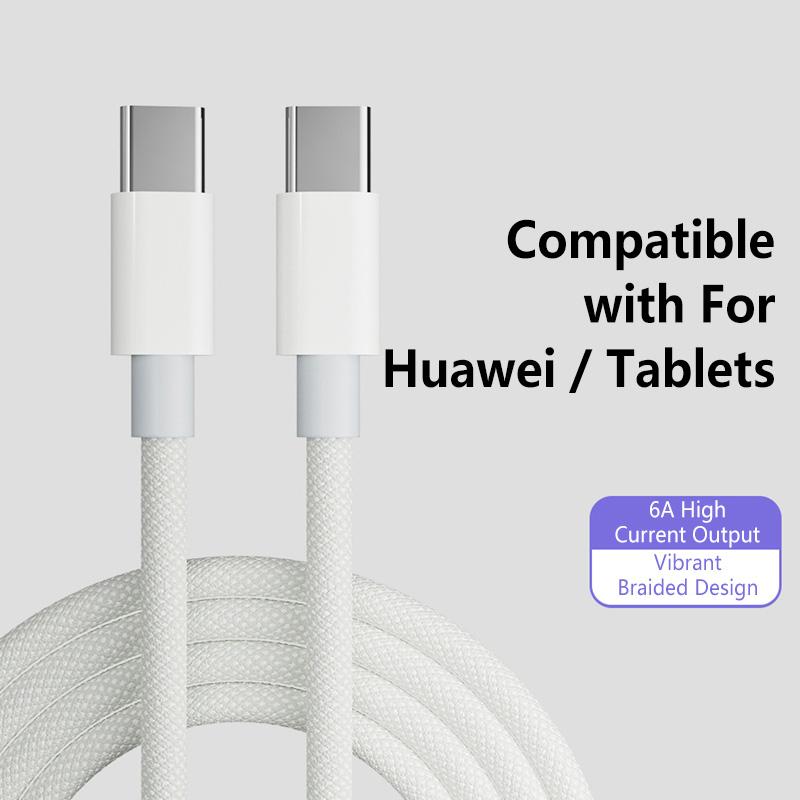 100W Super Fast Charge Cable Colorful Type-C To C Braided Data Cable Support Fast Charging For IPhone17 Xiaomi17 Samsung Huawei