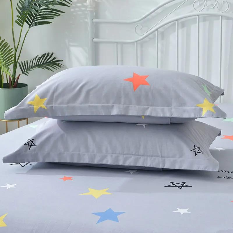 Pure Cotton Pillow Cover A Pair of Thick Cotton Printed Large Pillow Cover Adult Pillow Set