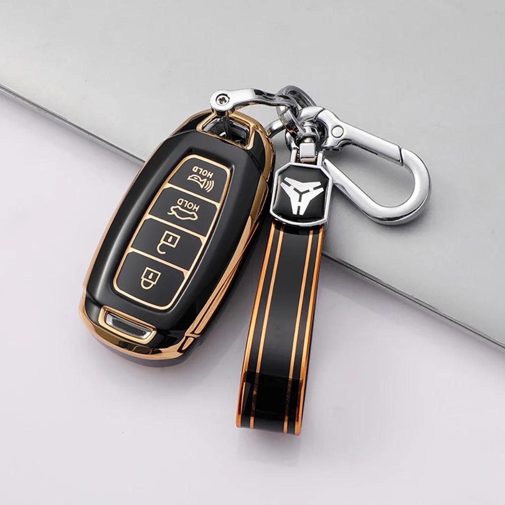 4 Buttons Car Key Case Cover Keychain for Hyundai I30 Ix35 KONA Encino Solaris Azera Grandeur Ig Accent Santa Fe Palisade