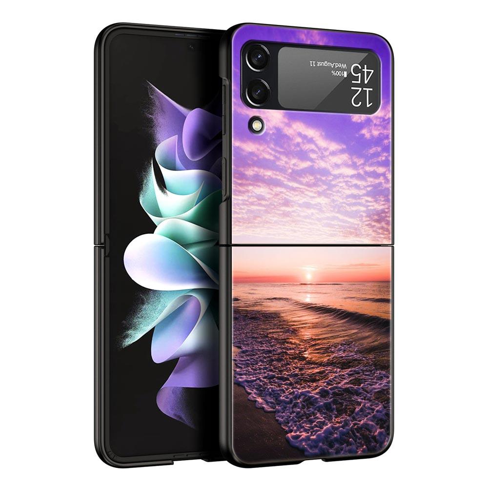 Чехол для телефона Z Flip 4 для Samsung Galaxy Z Flip 3 5G ZFlip3 Flip3 zflip Flip4 черный твердый чехол лес пляж восход природа ракушка