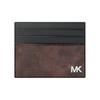 MK Cyrus Дизайн с цветовыми блоками и логотипом-буквой, украшенный бронзой, держатель для карт из ПУ, мужские аксессуары, коричневый, черный 36F5LCYD2U-CHOCOLATE