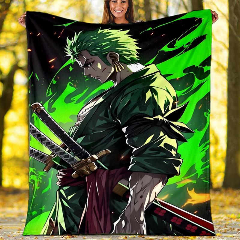1pc Z-Zoro2 Theme Blanket - Digital Print, Polyester, Cozy for All Seasons, Perfect for Outdoor, and Travel