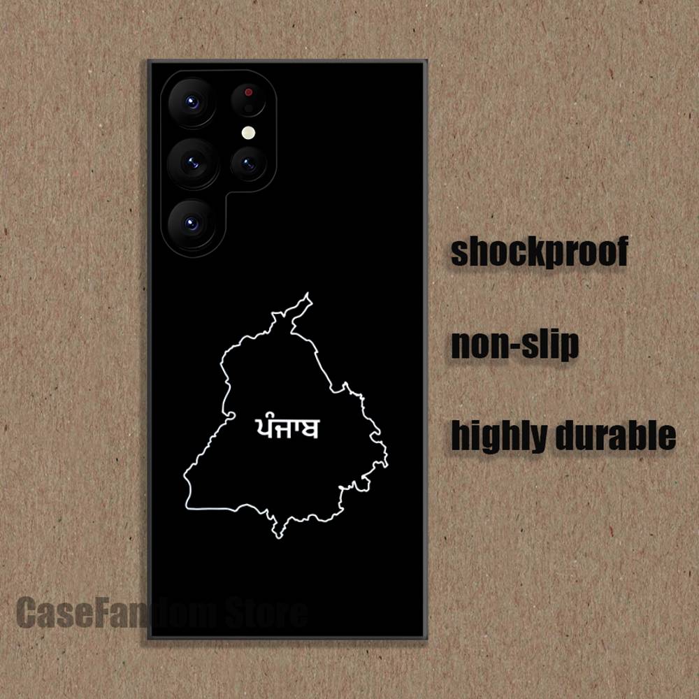 ART Punjab Map Phone Case For Samsung S26,S25,S24,S21,S22,S23,S30,Ultra,S20,Plus,Fe,Lite,5G Black Cover