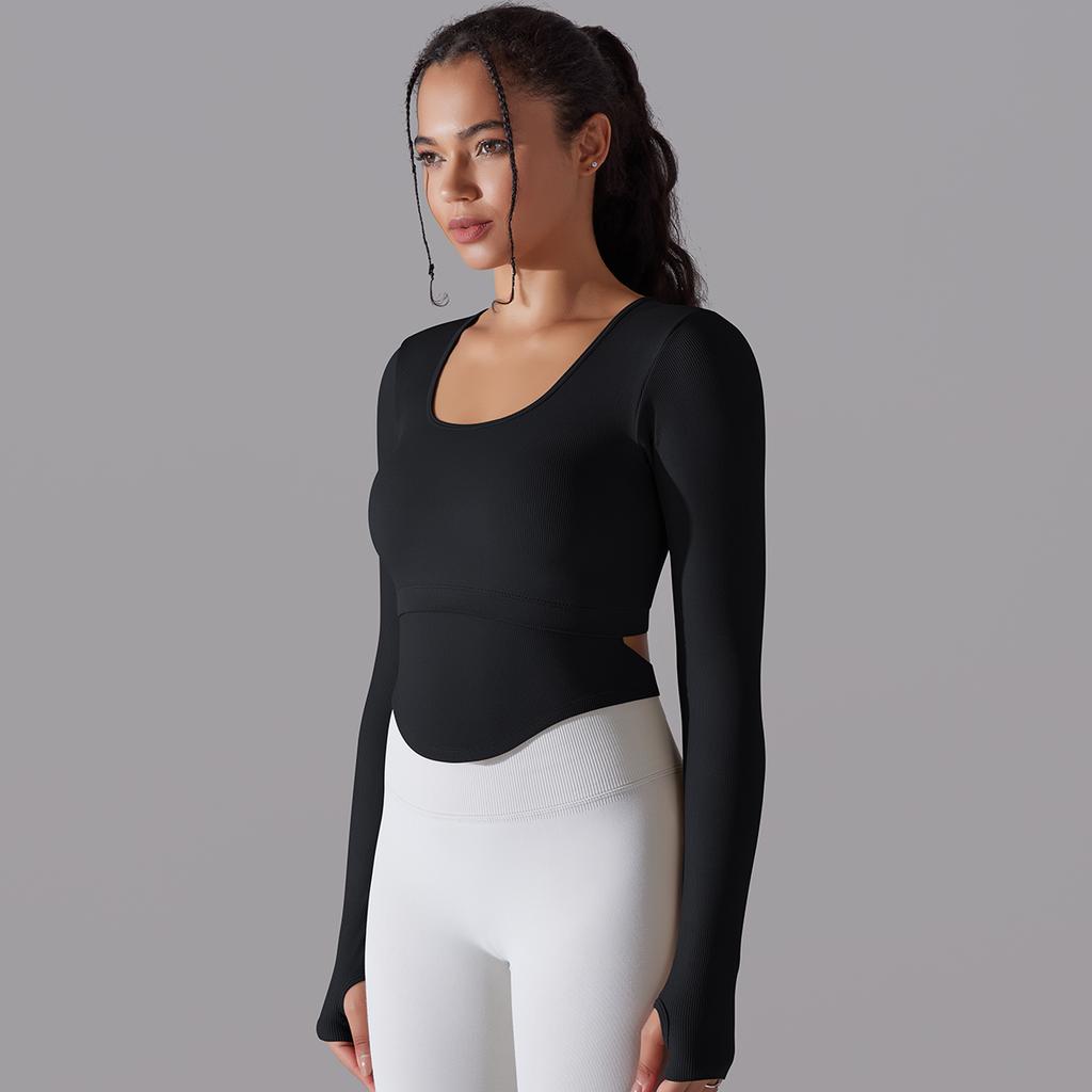 Nessaj бесшовные вязаные однотонные спортивные рубашки топ с длинными рукавами для йоги, одежда для бега и фитнеса, топы для женщин