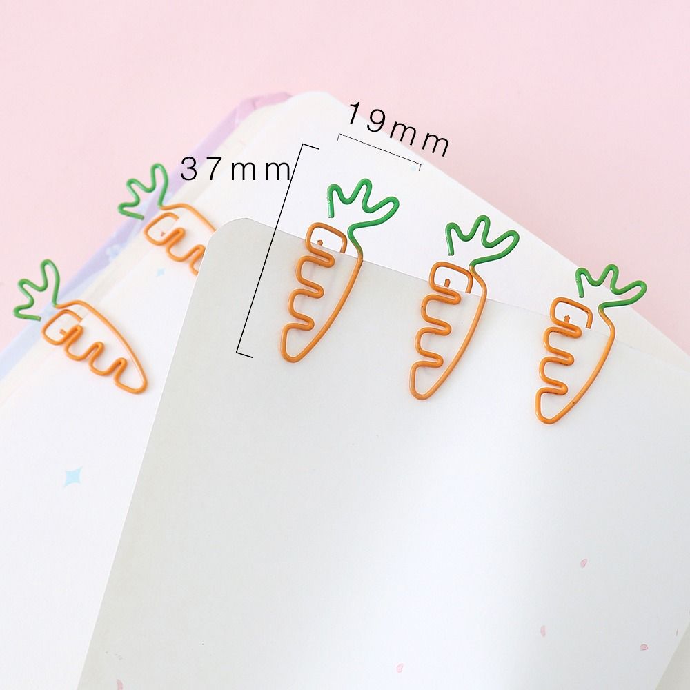 5pcs Reading Assistant Carrot Paper Clip Binder Clip Carrot Metal Bookmark Creative School Supply