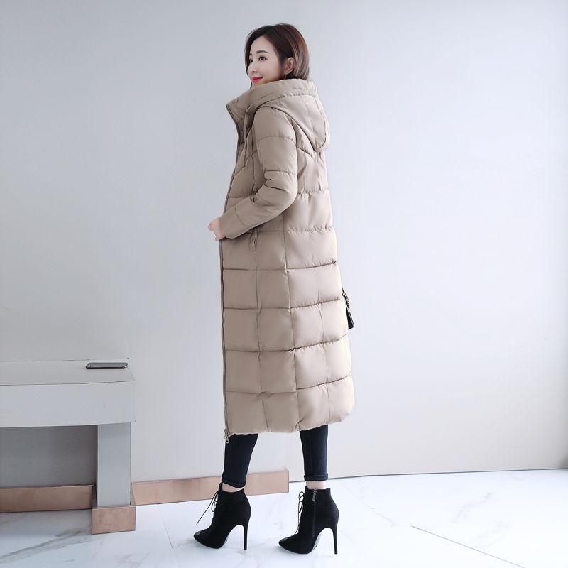 Women Parka Coat Autumn Winter Thicken Warm Hooded Coat Ladies Slimming Lengthen Padded Jacket with Pocket Outerwear