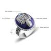The Vampire Diaries Rings Real 925 Sterling Silver Rings for Men with Lapis Lazuli Natural Stone Jewelry