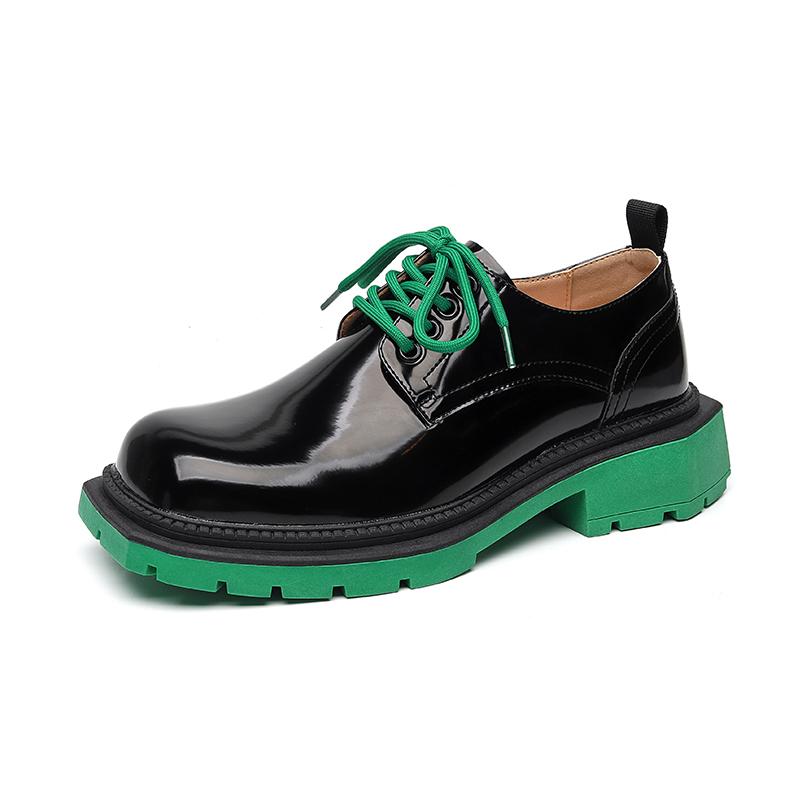 Fashion British Style Thick Bottom Shoes Mens Vintage Square Toe Leather Casual  Shoes Male Platform Oxfords Party Dress Shoes